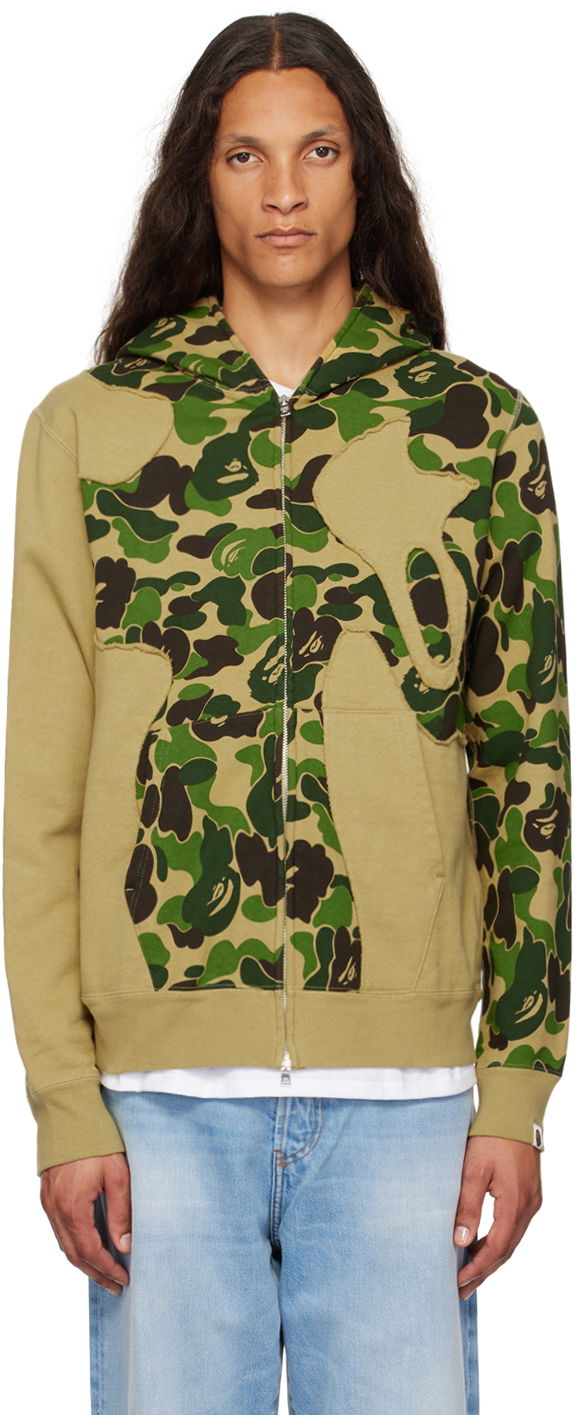 Mikina BAPE BAPE Khaki ABC Camo Patchwork Full Zip Hoodie Zelené | 001ZPK301008M