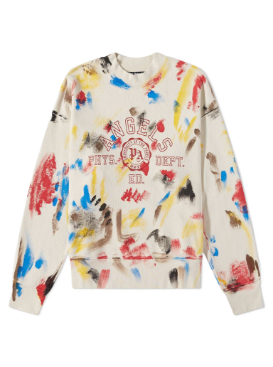 Sveter Palm Angels Printed College Logo Crewneck Béžová | PMBA065S22FLE0020325