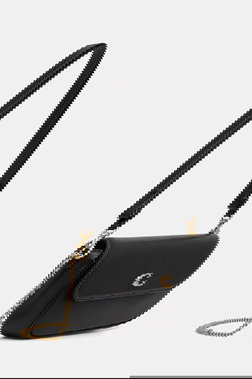 Taška cez rameno Coach Brook Leather Flap Shoulder Bag Čierna | CAN90, 1