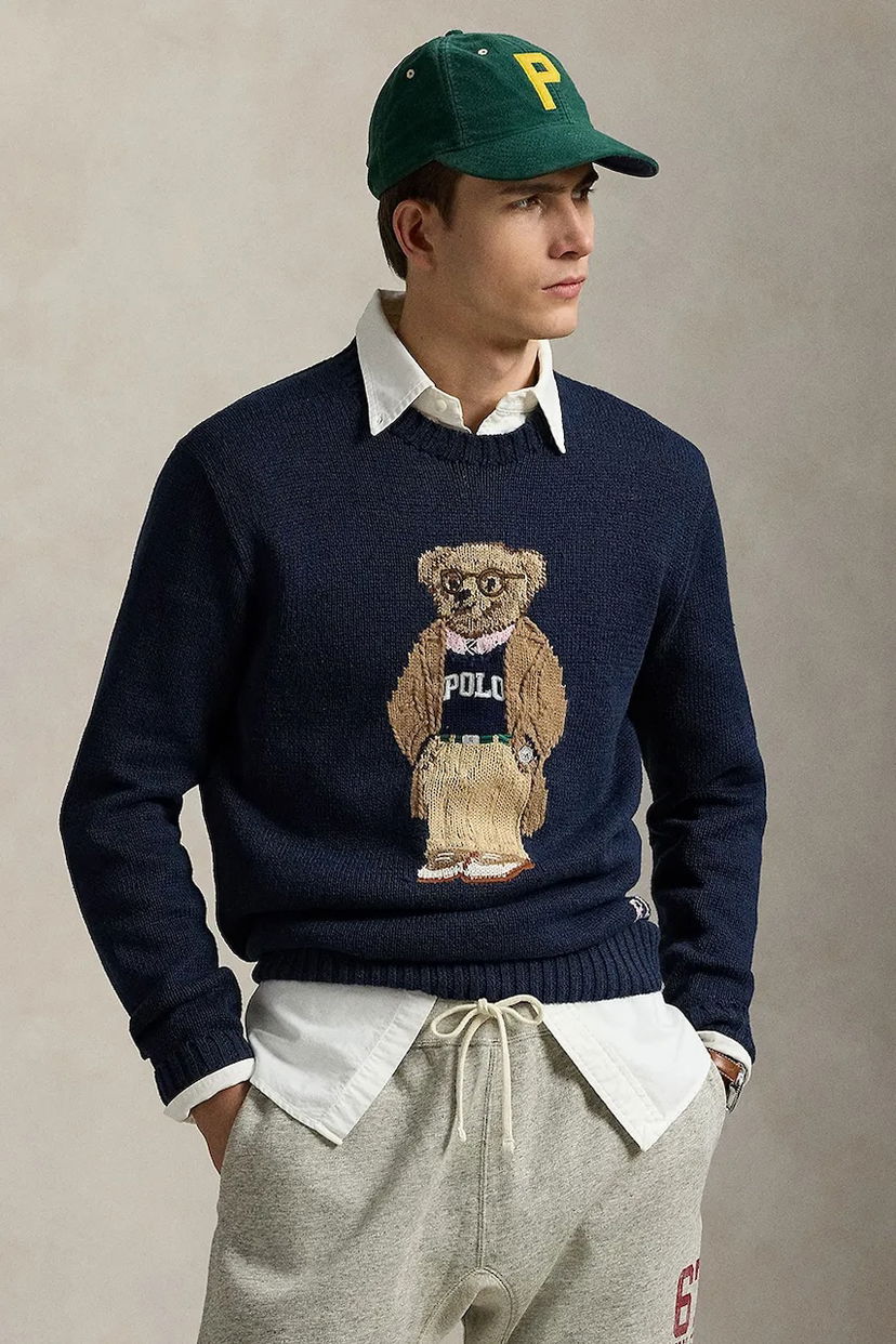 Sveter Polo by Ralph Lauren Polo Ralph Lauren Lscn Long Sleeve Sweater with Bear Navy | 710970284