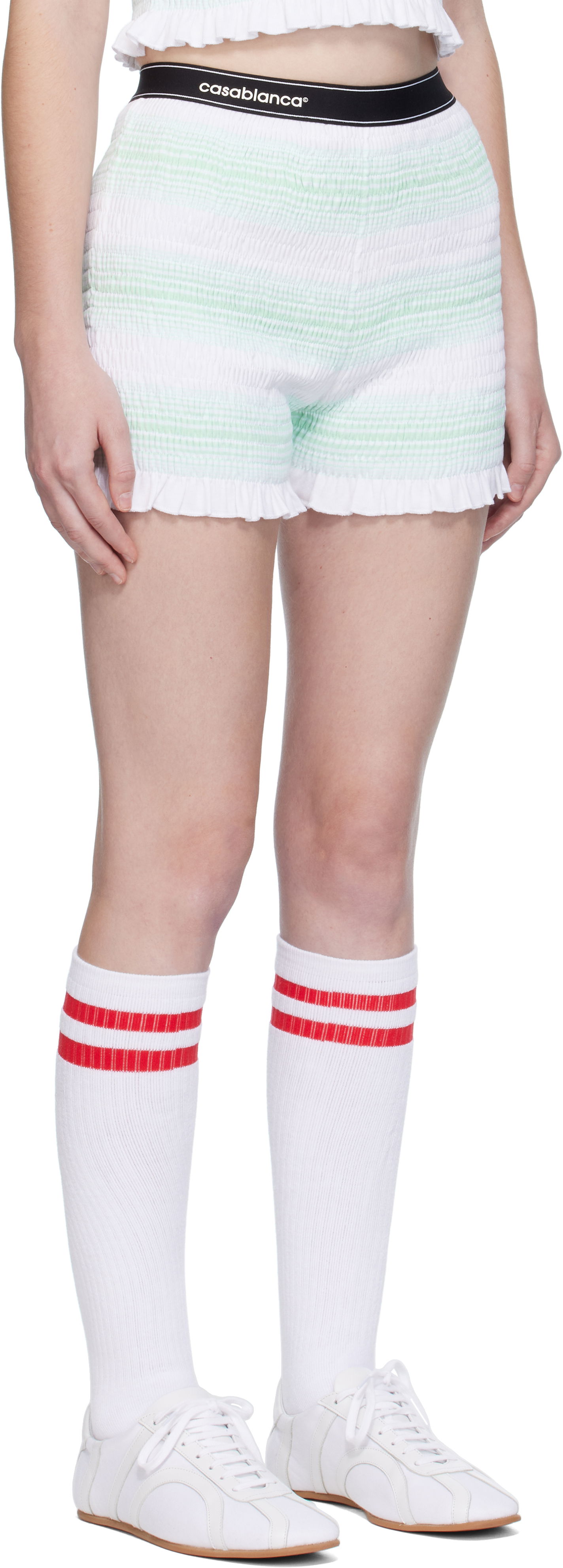 Šortky Casablanca Casablanca Stripe Shirred Shorts Zelené | WPF25-JTR-163-01, 1