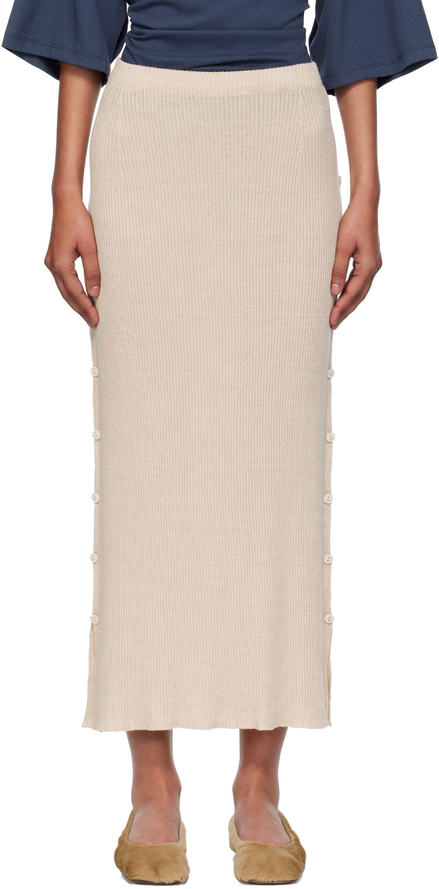 Sukňa Baserange Baserange Franca Midi Knit Skirt Béžová | SSFR-LS-AU25, 0