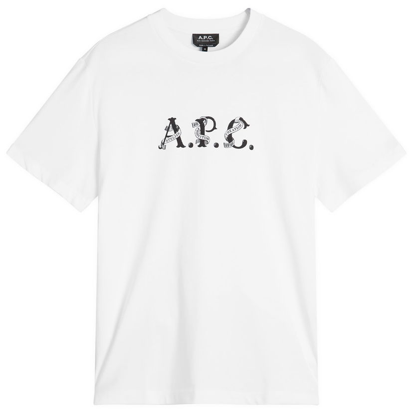 Tričko A.P.C. Men's Hugo Graphic Logo T-Shirt, Size Small Biela | COHGS-M26543-AAB