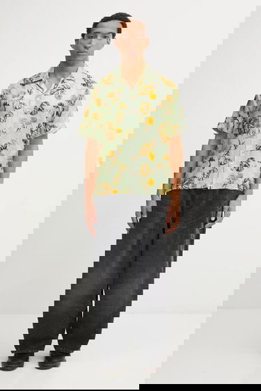 Košeľa BAPE Relaxed Silk Blend Vacation Pattern Open Collar Shirt Zelené | 1L30132308, 4