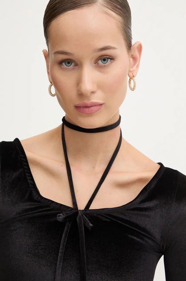 Crop Top Fiorucci Long Sleeve Velvet Crop Top Čierna | W01FMTLO115VR01BK01, 3