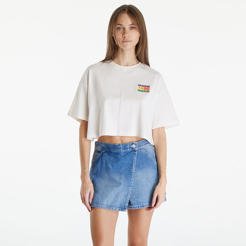 Crop Top Tommy Hilfiger Oversized Cropped Summer Flag Tee Ancient White Biela | DW0DW18141 YBH