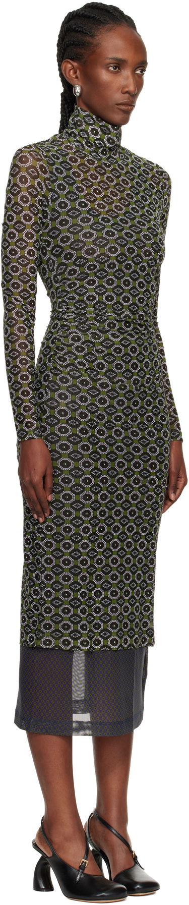 Šaty Dries Van Noten Dries Van Noten Geometric Pattern Transparent Mesh Turtleneck Midi Dress Rôznofarebný | 252-011124-2623, 1
