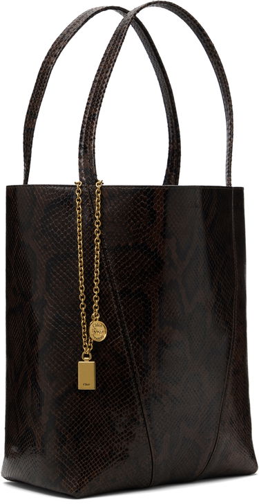 Tote bag CHLOÉ Chloé 'Spin' Snakeskin Tote Hnedá | CH25US811P20, 1