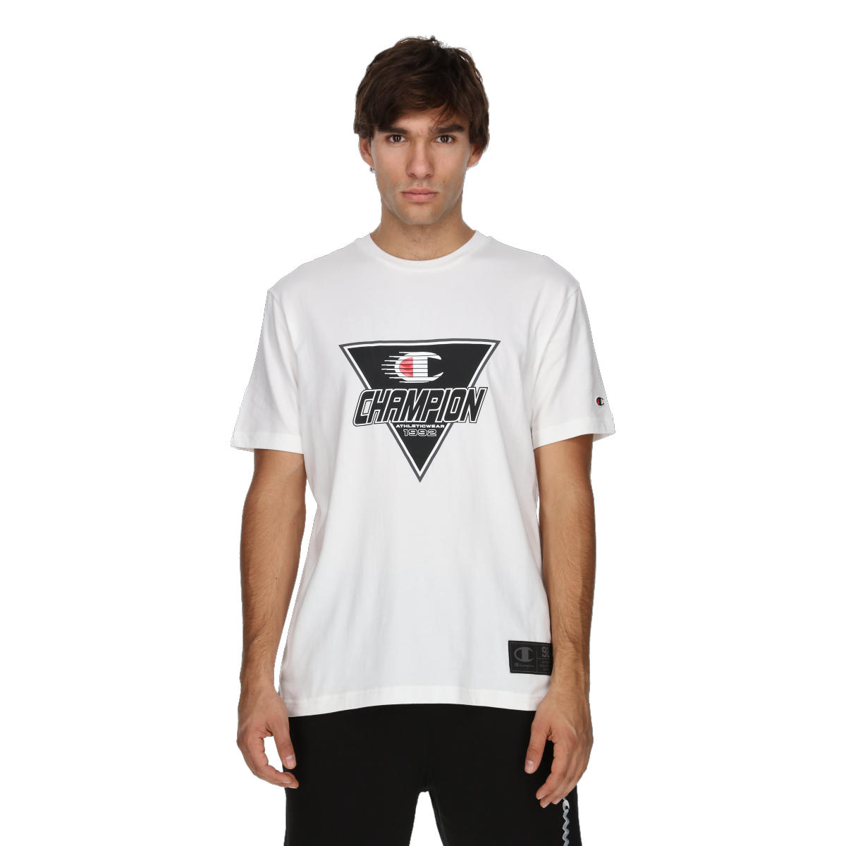 Tričko Champion Short Sleeve Crew Neck T-Shirt with Triangular Graphic Biela | 220366-WW001, 0