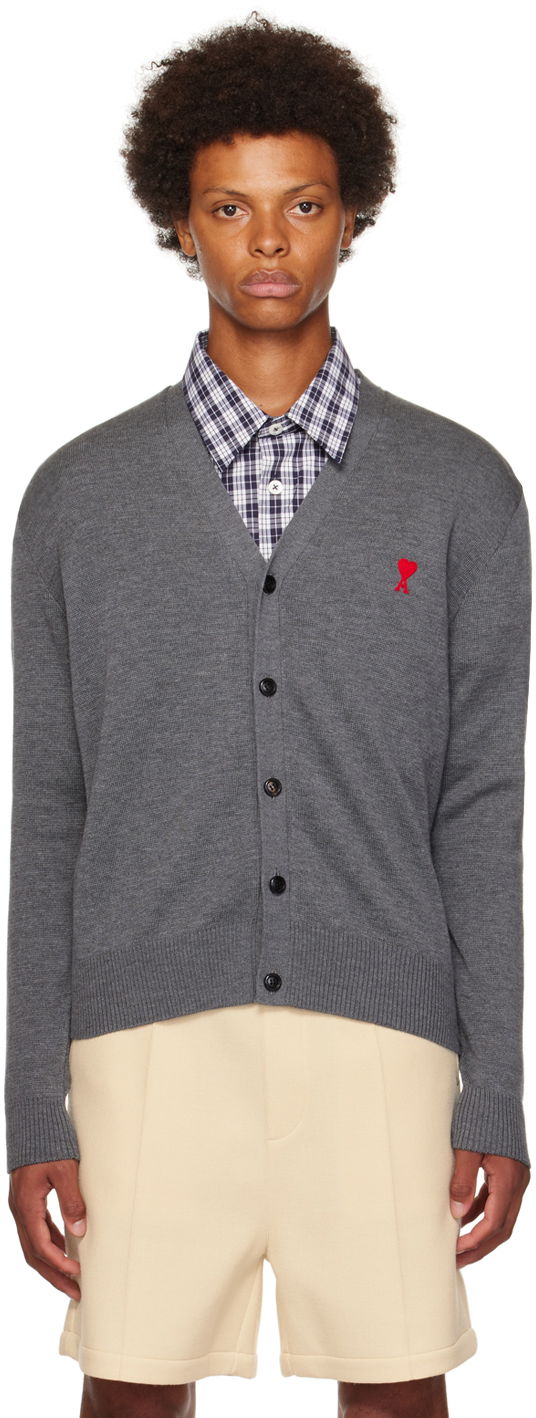 Sveter AMI Cardigan Šedá | BFHKC001.001, 0