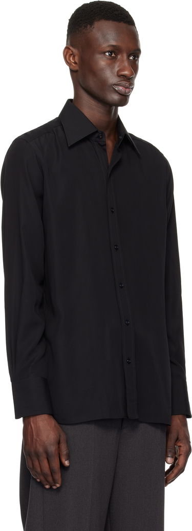 Košeľa Tom Ford TOM FORD Lightweight Lyocell Slim Fit Shirt Čierna | HSBC01-LYS03, 1