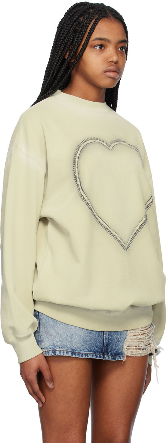 Sveter We11done We11done Heart Choker Sweatshirt Zelené | WD-TS1-23-809-U-IV, 1