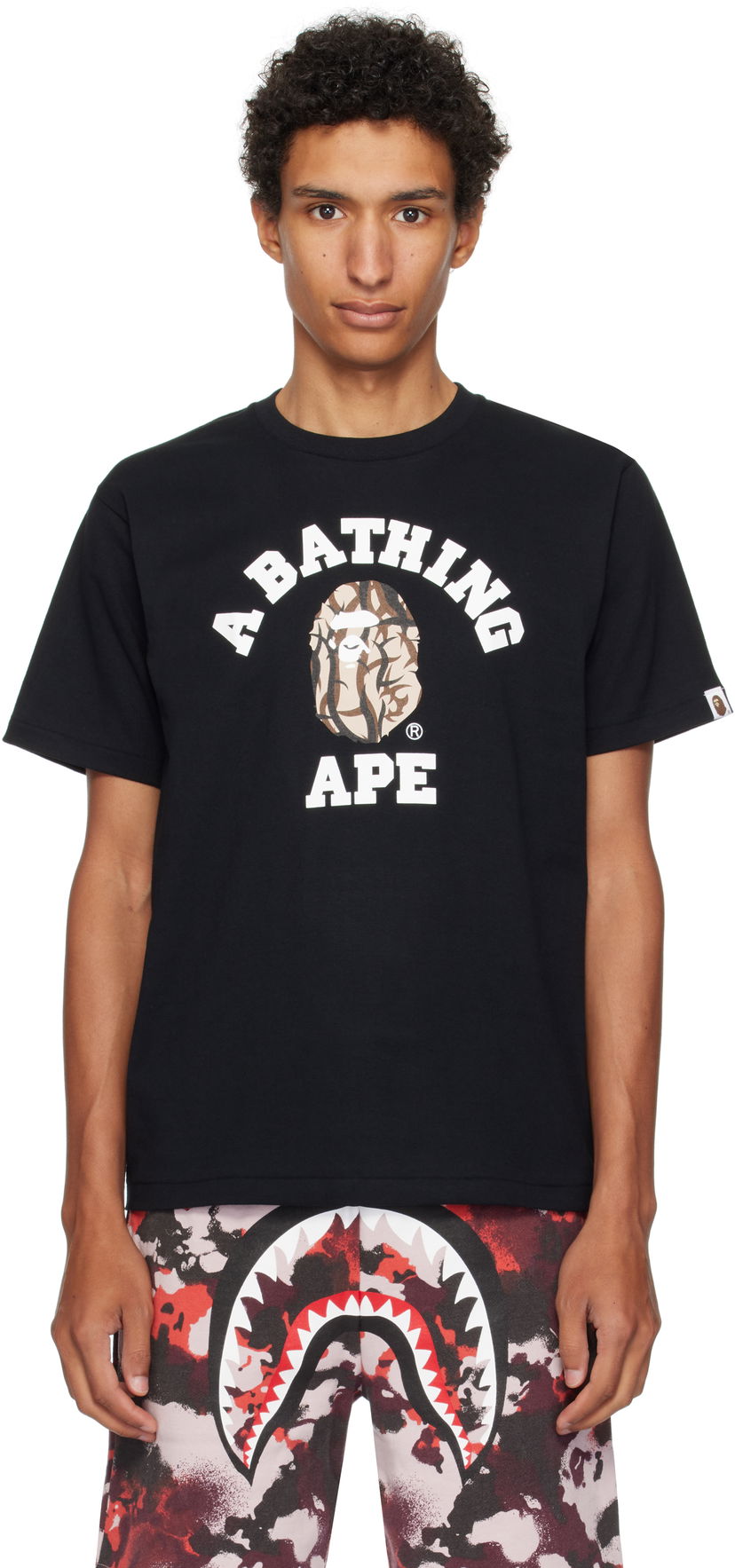 Tričko BAPE A Bathing Ape Trial Camo College T-Shirt Čierna | 001TEL301033M