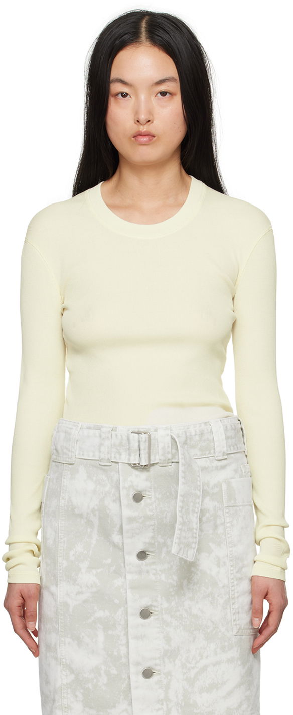 Sveter LEMAIRE LEMAIRE Women's Ribbed Long Sleeve T-Shirt Žltá | TO1147 LJ1017, 0