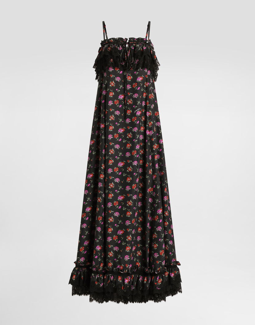 Šaty Dolce & Gabbana Dolce & Gabbana Floral-print Habotai Long Dress Rôznofarebný | F60HGTIS10WHN5XS