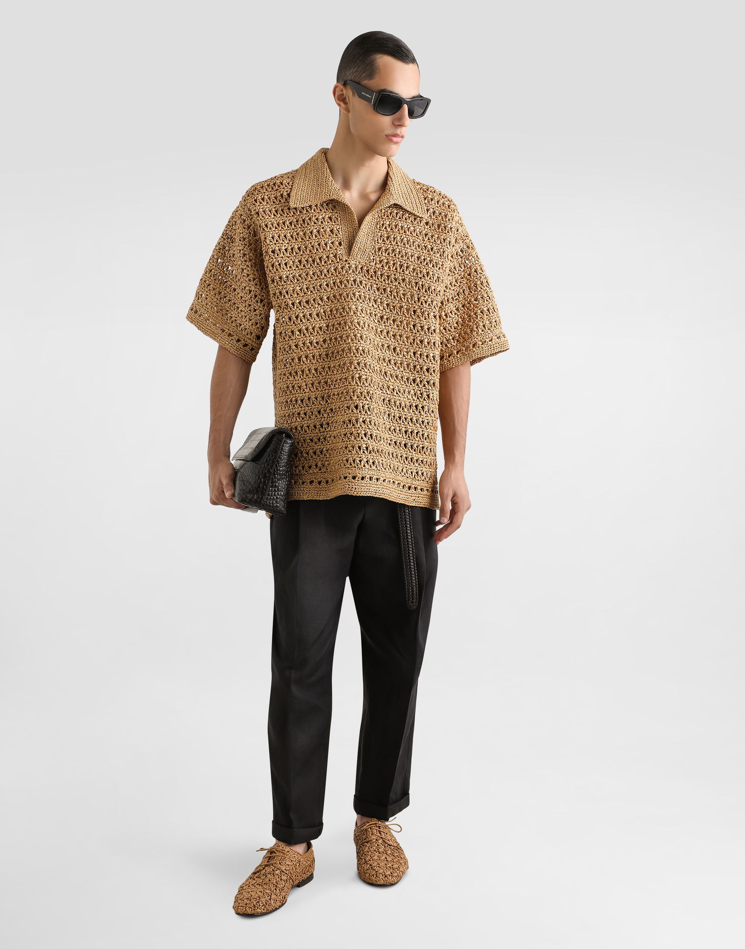 Polo tričko Dolce & Gabbana Dolce & Gabbana Crochet Polo Shirt Béžová | GXZ58TJAIRDA0591, 1