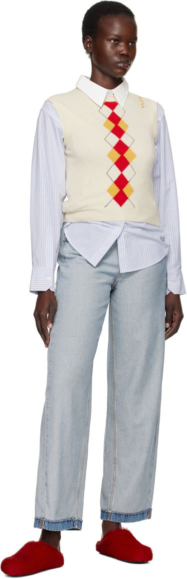 Sveter Marni Marni Argyle Knit Vest Biela | GCMD0591Q0 UFH546, 3