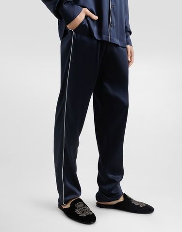 Nohavice Dolce & Gabbana Silk Pajama Pants With Logo Embroidery Modrá | GVCRAZFU1AUB0665, 3