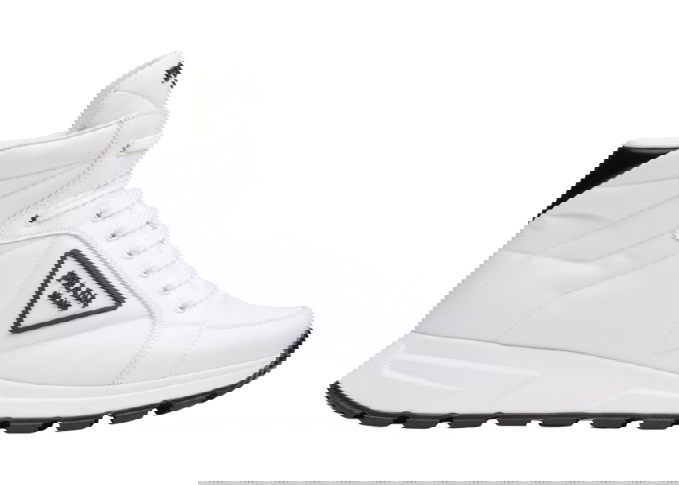 Tenisky a topánky Prada PRAX 01 High Top Re-Nylon and Brushed Leather White Black Biela | 4T3592_3LF5_F0964, 0