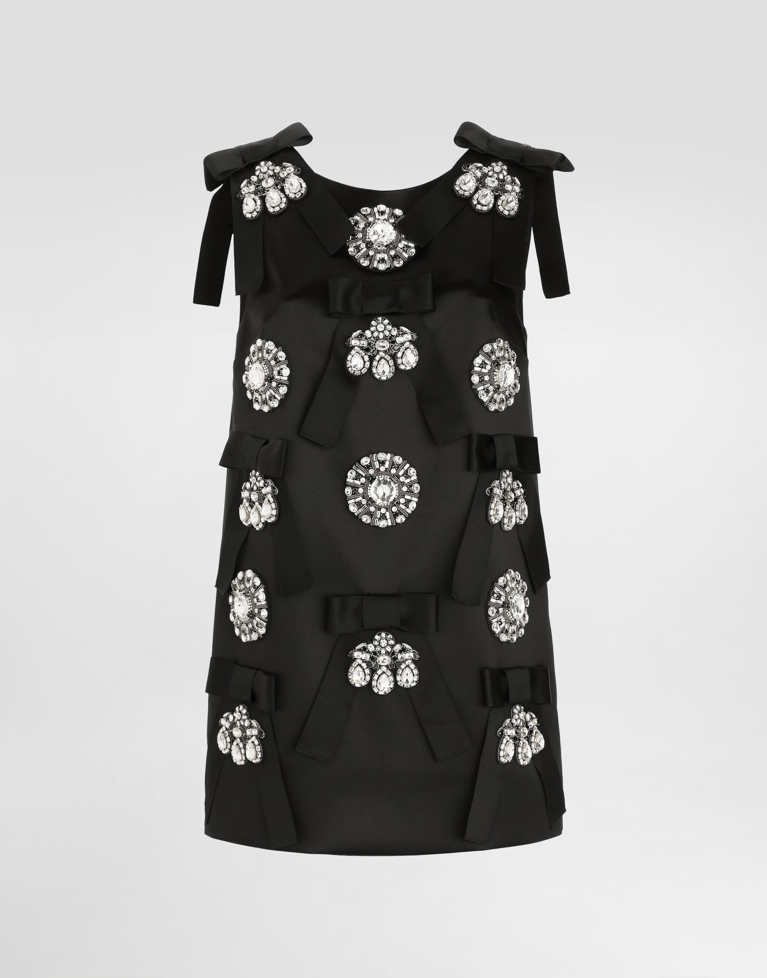 Šaty Dolce & Gabbana Dolce & Gabbana Jewel and Bow Embellished Shift Dress Čierna | F60E9ZGDDIJS8400, 0