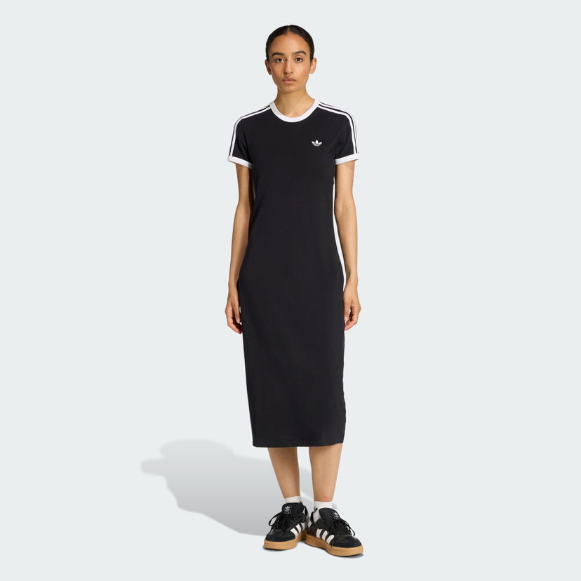 Šaty adidas Performance 3 Stripes Slim Fit Dress Čierna | KD7978