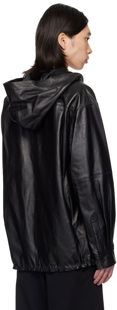 Bunda Helmut Lang Hooded Leather Shirt Jacket Čierna | O05HM595, 2