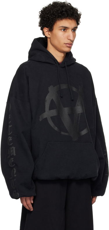 Mikina VETEMENTS Vetements Double Anarchy Cropped Boxy Hoodie Čierna | UA66HD630B, 1