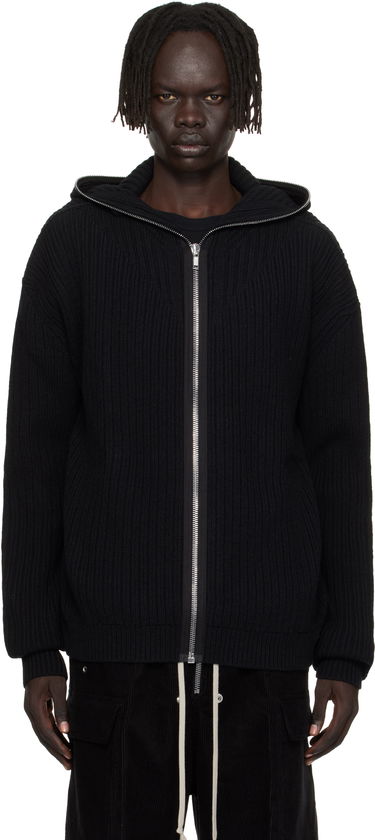 Mikina Rick Owens Rick Owens Concordians Zipped Knit Hoodie Čierna | RU02E1647 KWV, 0