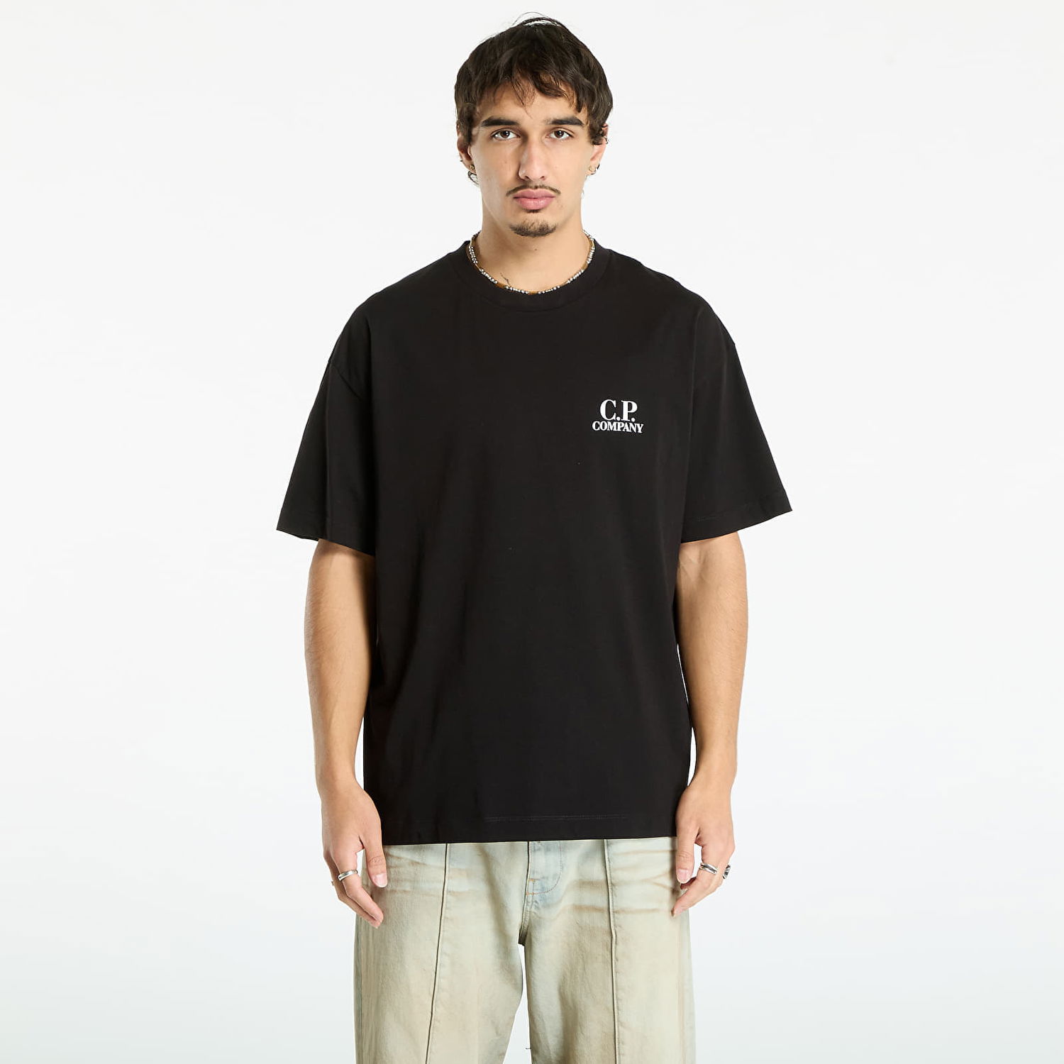 Tričko C.P. Company C.P. Company 30/1 Jersey Short Sleeve Logo T-Shirt Čierna | 19CMTS103A005100W-999, 0