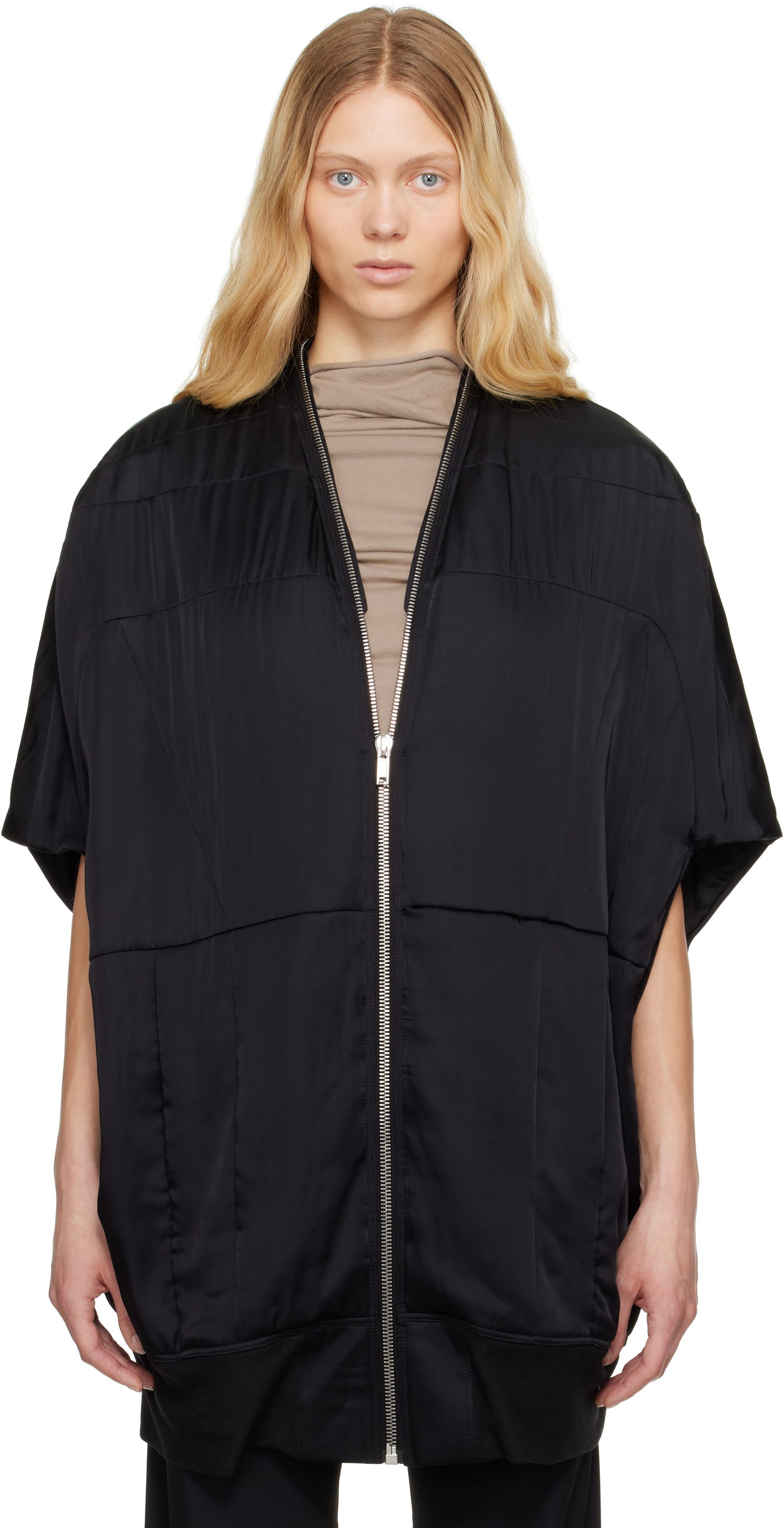 Vesta Rick Owens Rick Owens Hollywood Girdered Bubble Bomber Jacket Čierna | RP01E7739 SCH, 0