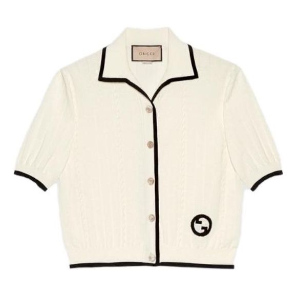 Sveter Gucci Gucci Cotton Cardigan with Interlocking G Biela | 748870-XKDGJ-9207