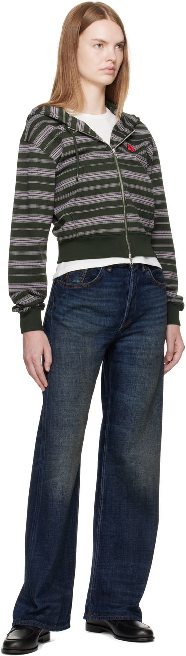 Mikina KENZO Kenzo Paris 'Boke Flower' Striped Cropped Hoodie Zelené | FF62HO1504MS, 3