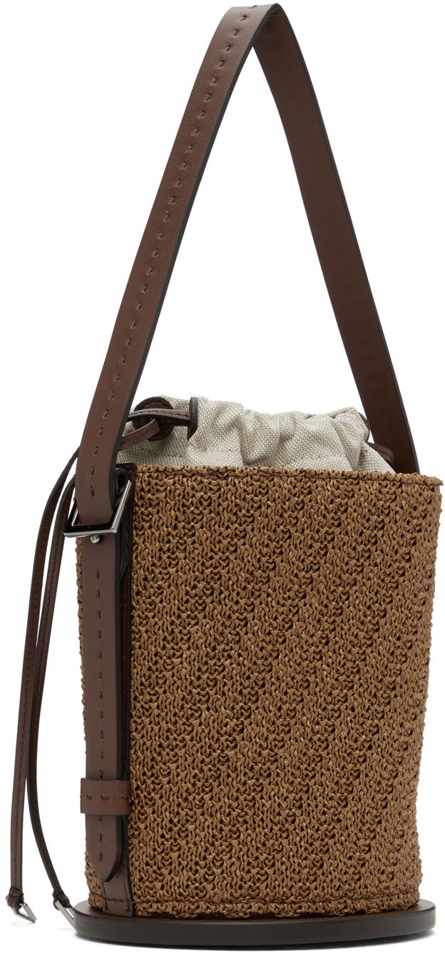Archetipo Leather-Trimmed Raffia Bucket Bag