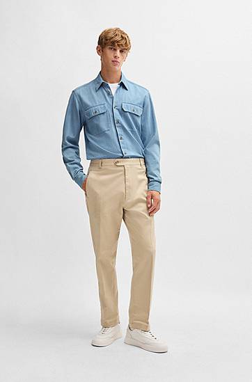 Košeľa BOSS Regular-Fit Cotton Denim Shirt Modrá | 50527795, 1