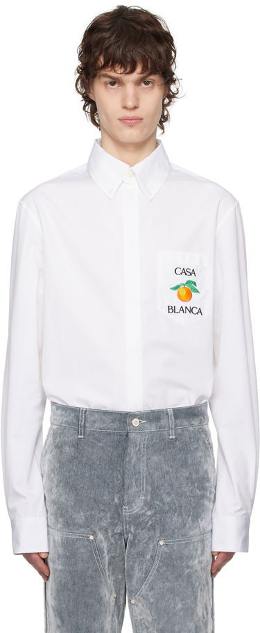 Košeľa Casablanca Casablanca Embroidered Orange Oxford Shirt Biela | MPS25-SH-150-01, 0
