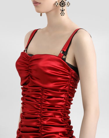 Šaty Dolce & Gabbana Dolce & Gabbana Draped Satin Mini Dress Červená | F6TPXTFURADR0046, 3