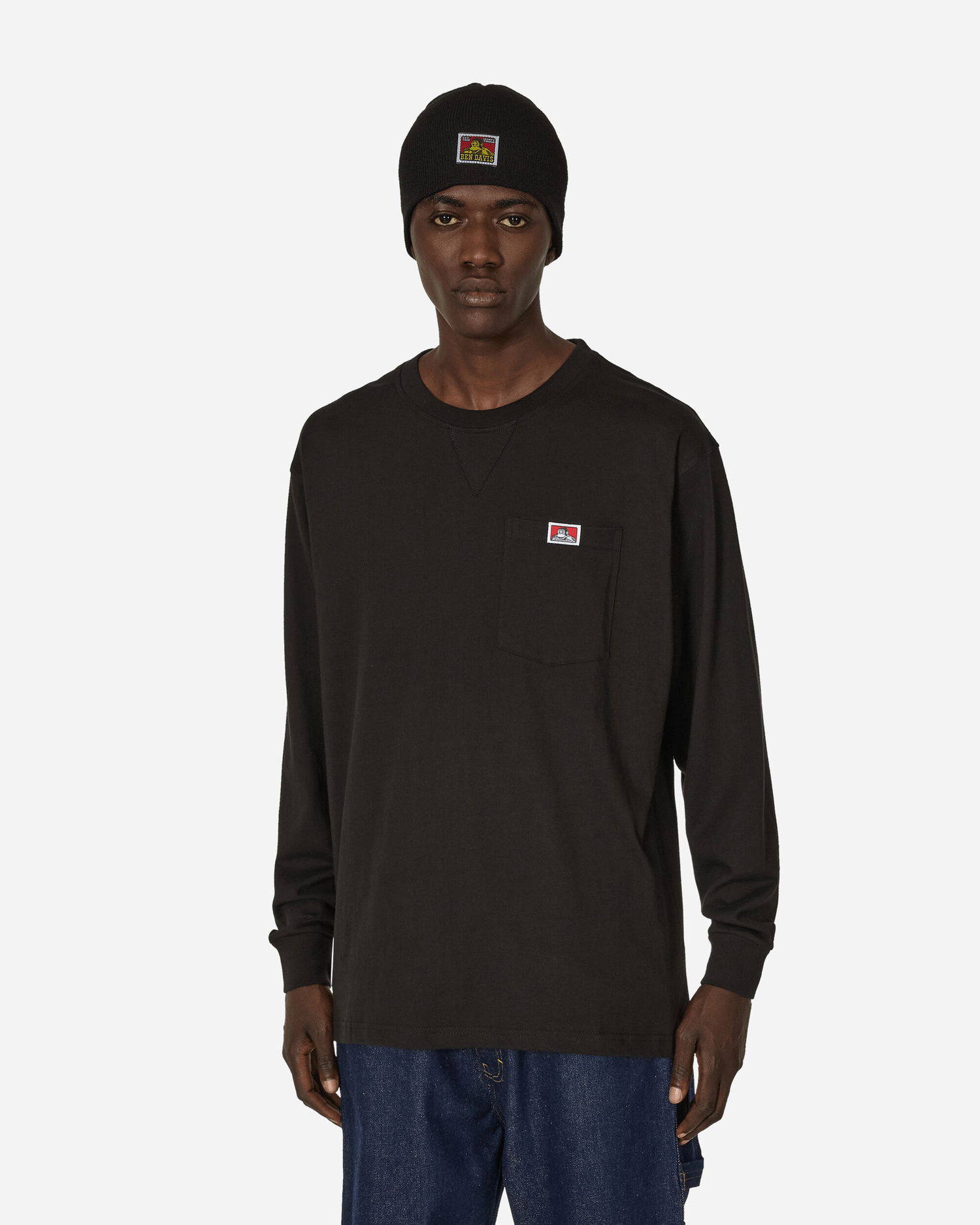 Tričko Ben Davis Classic Label Pocket Long Sleeve T-Shirt Čierna | BEN934 001, 1