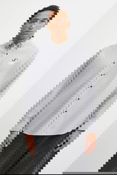 Košeľa AAPE by A Bathing Ape AAPE Now Relaxed Fit Button-Down Shirt Šedá | AAPSTM8540XXP, 0