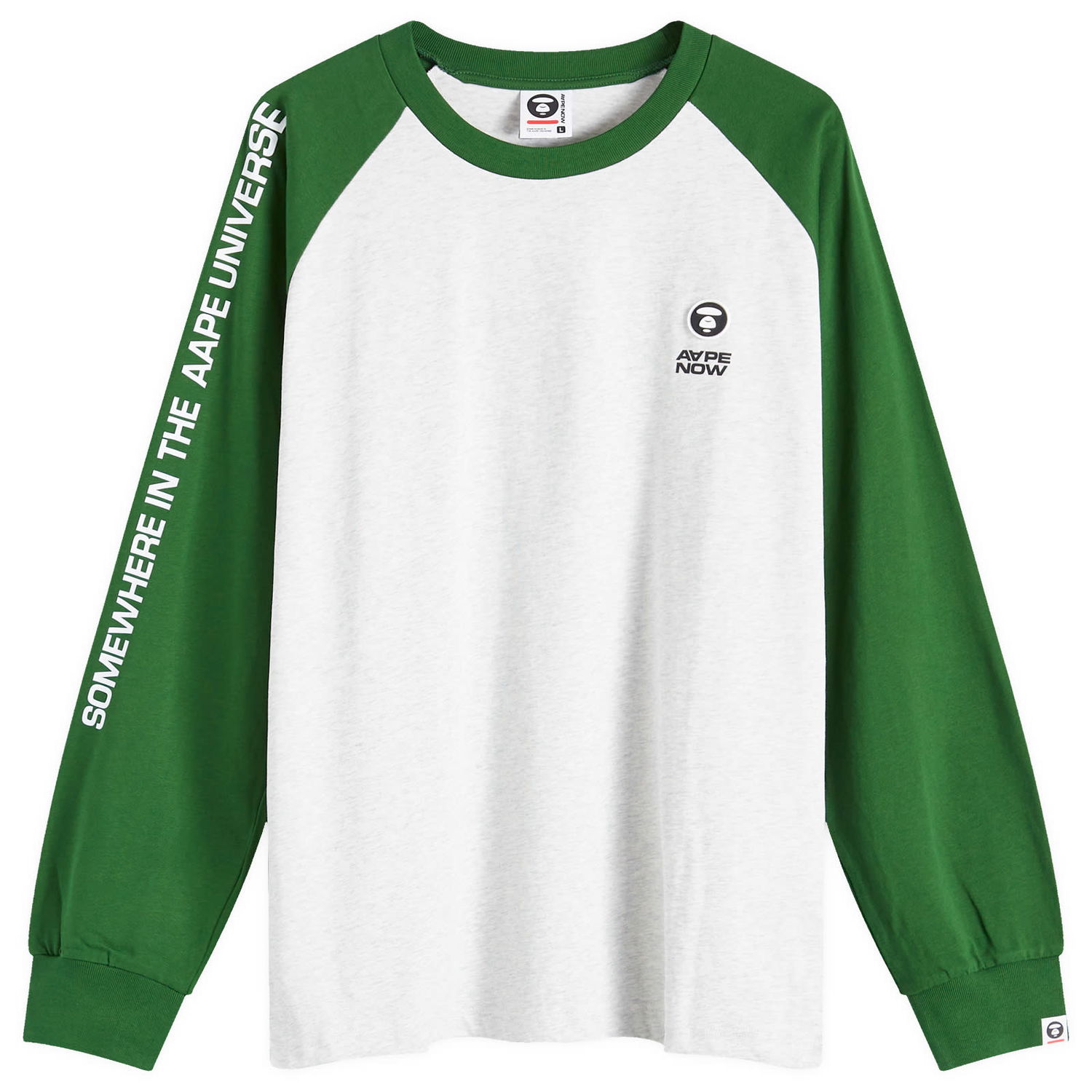 Tričko AAPE by A Bathing Ape AAPE Now Raglan Long Sleeve T-Shirt, Size Large Zelené | AAPLTM1541XANGRX, 1
