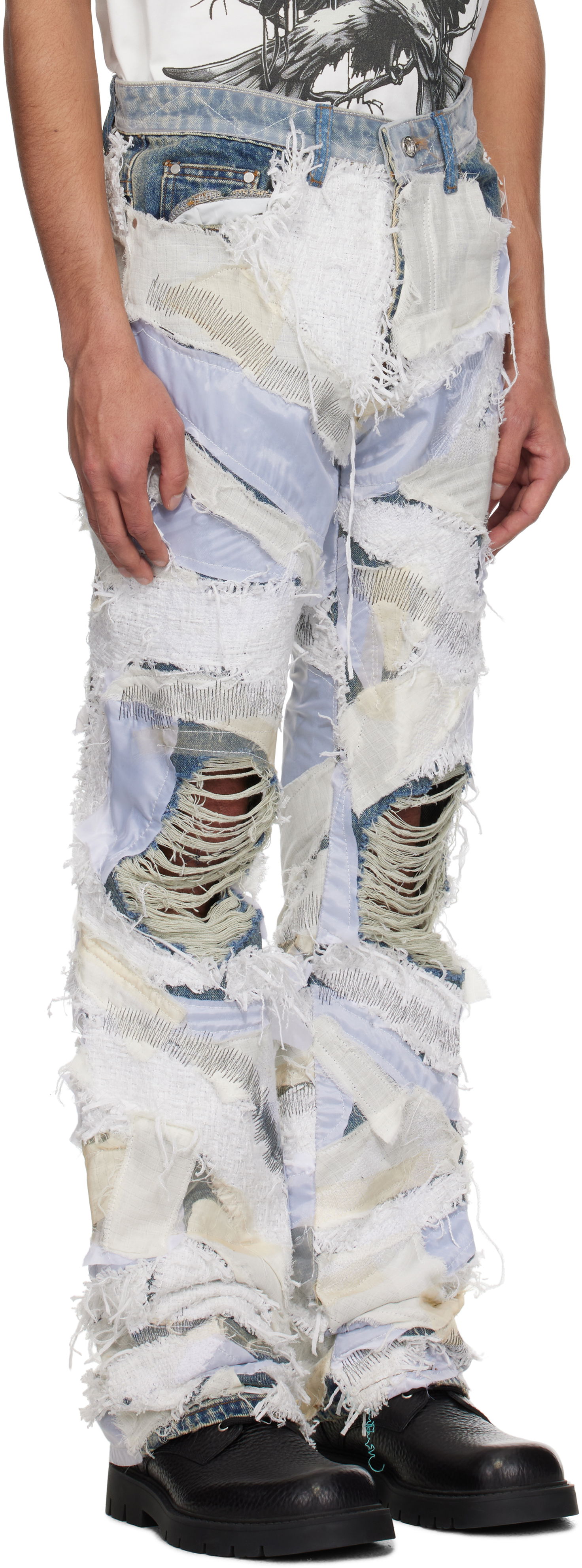Džínsy Who Decides War Who Decides War Beach Sand Patchwork Jeans Modrá | 1120660001SS25, 1