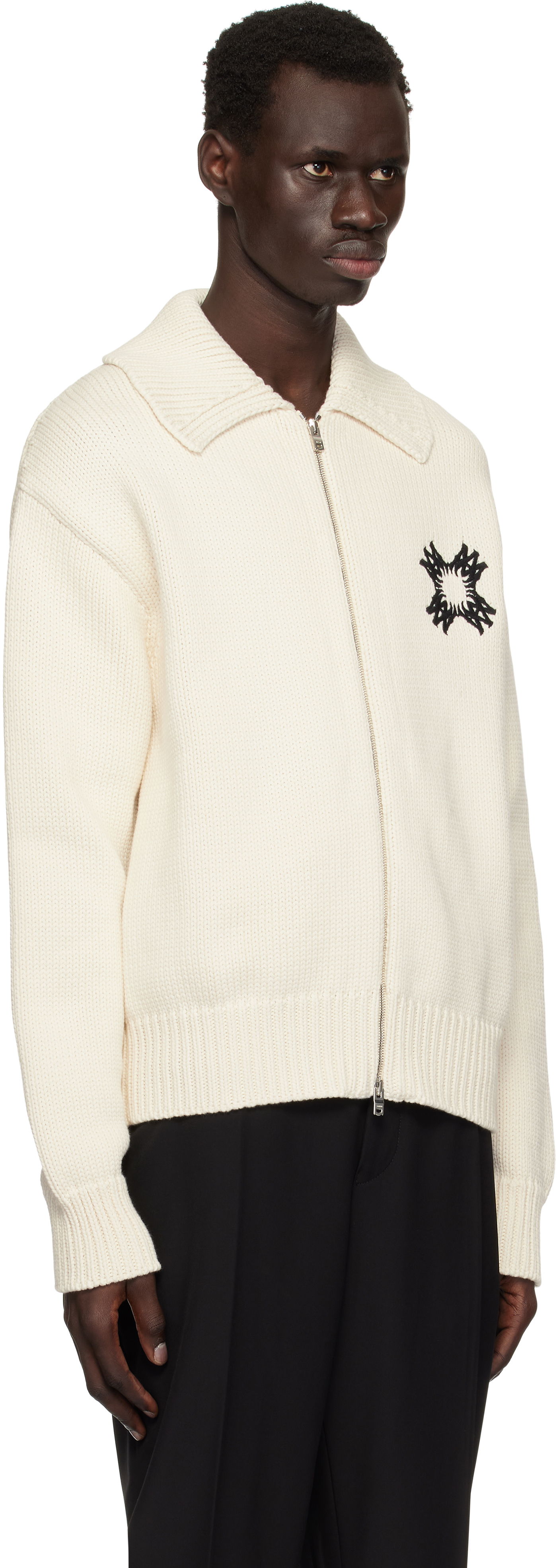 Sveter AMIRI AMIRI 'MA' Quad Zip Cardigan Biela | AMKNCD1061, 1