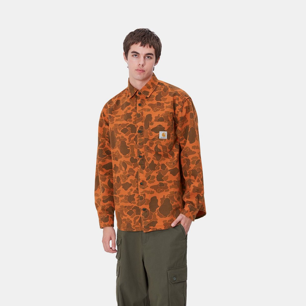 Košeľa Carhartt WIP Duck Camo Long Sleeve Shirt Oranžová | I033769_8, 0