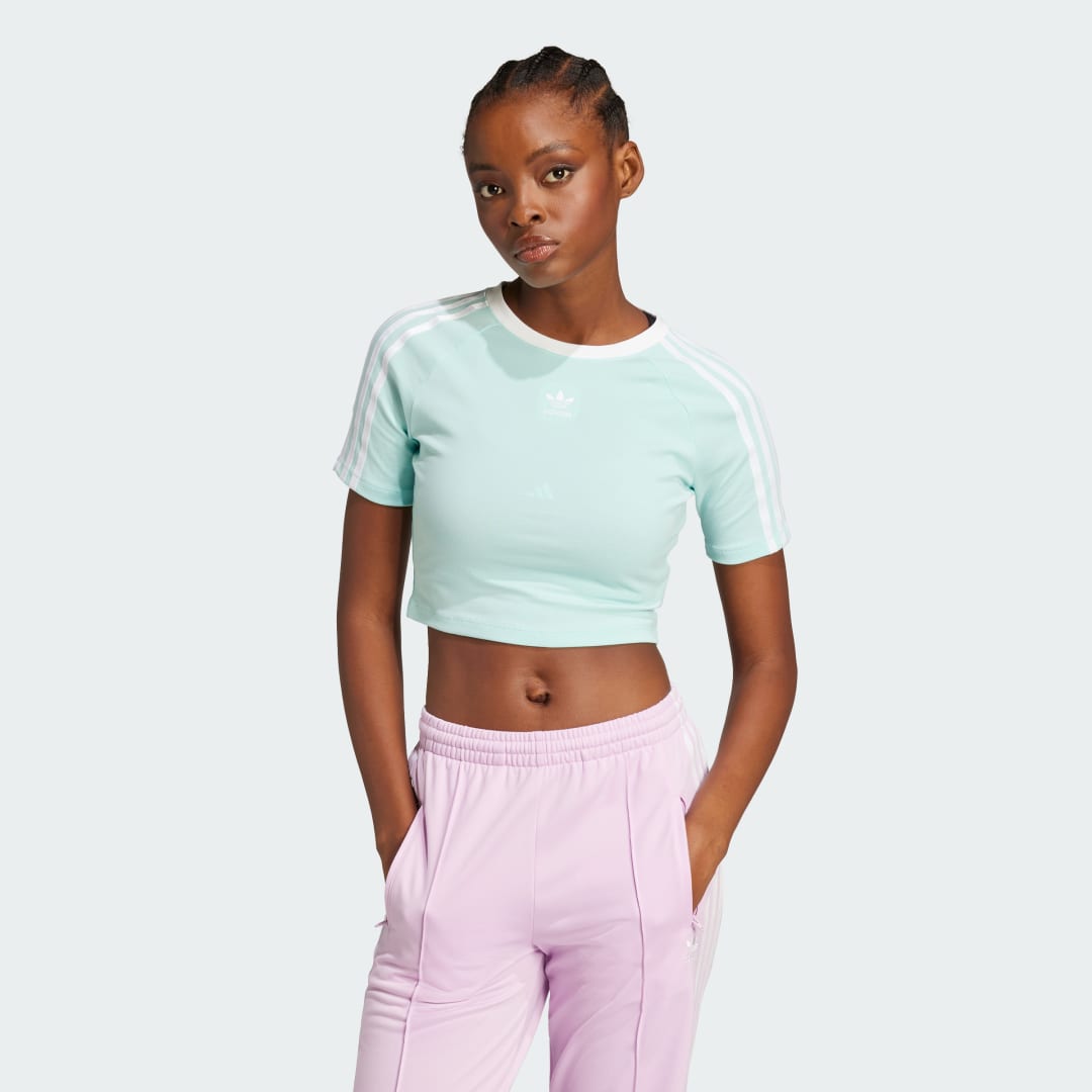 Crop Top adidas Performance 3-Stripes Cropped Tee Zelené | JD0306, 1
