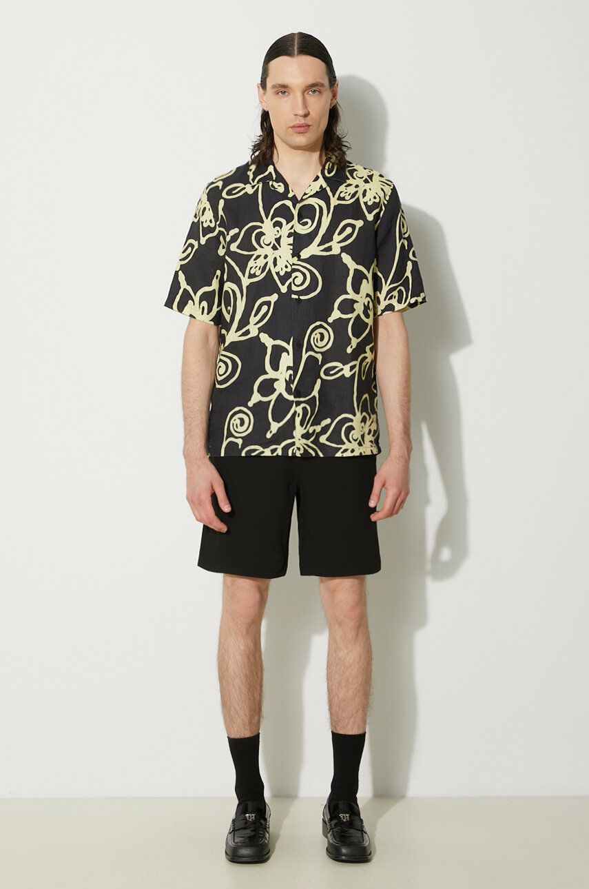 Košeľa Samsoe Samsoe Samsoe Samsoe Regular Fit Floral Print Linen Shirt Čierna | M23200085, 1