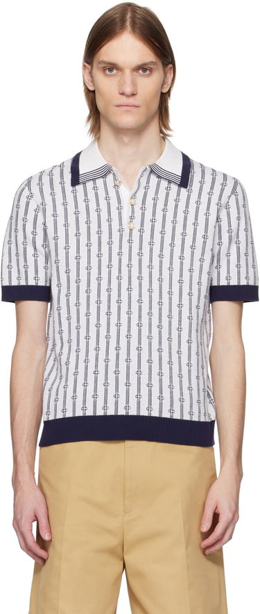 Polo tričko Casablanca Casablanca Monogram Knit Polo Biela | MS25-KW-895-01, 0