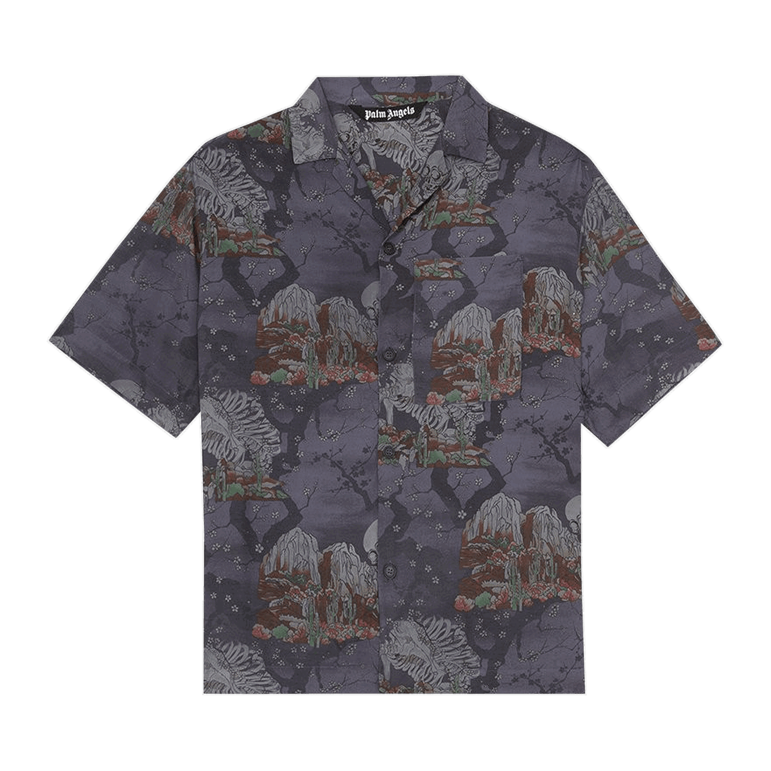 Košeľa Palm Angels All Over Skull Bowling Shirt Čierna | PMGA037F20FAB0011084, 0