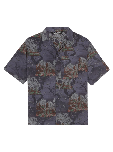 Košeľa Palm Angels All Over Skull Bowling Shirt Čierna | PMGA037F20FAB0011084