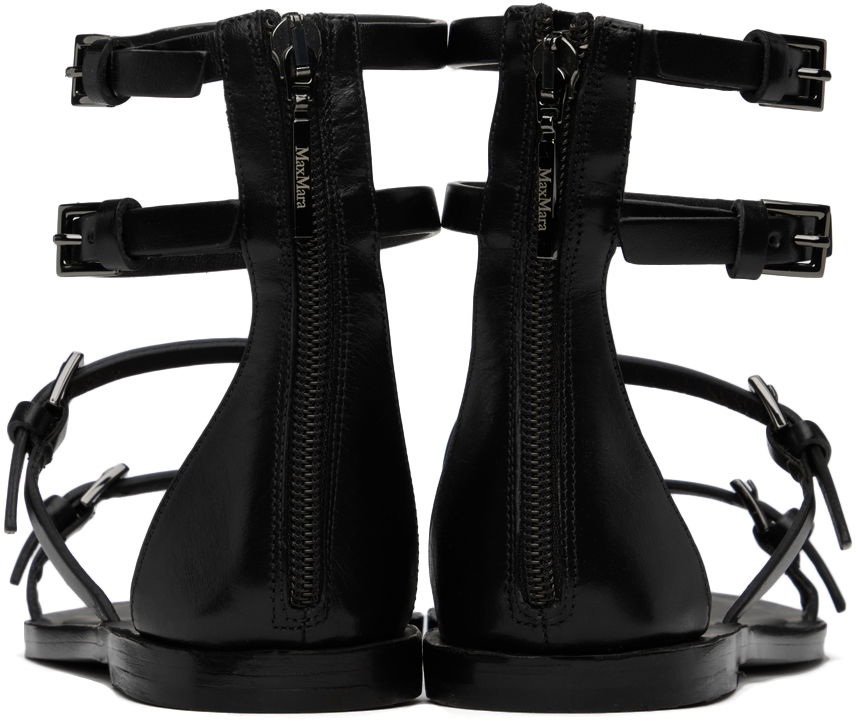 Tenisky a topánky Max Mara Evegflat Designer Double Strap Leather Sandals Čierna | 2414521032600, 1