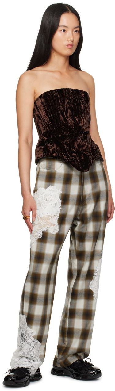 Crop Top Collina Strada Collina Strada Strapless Crushed Velvet Corset Hnedá | XX3067, 3