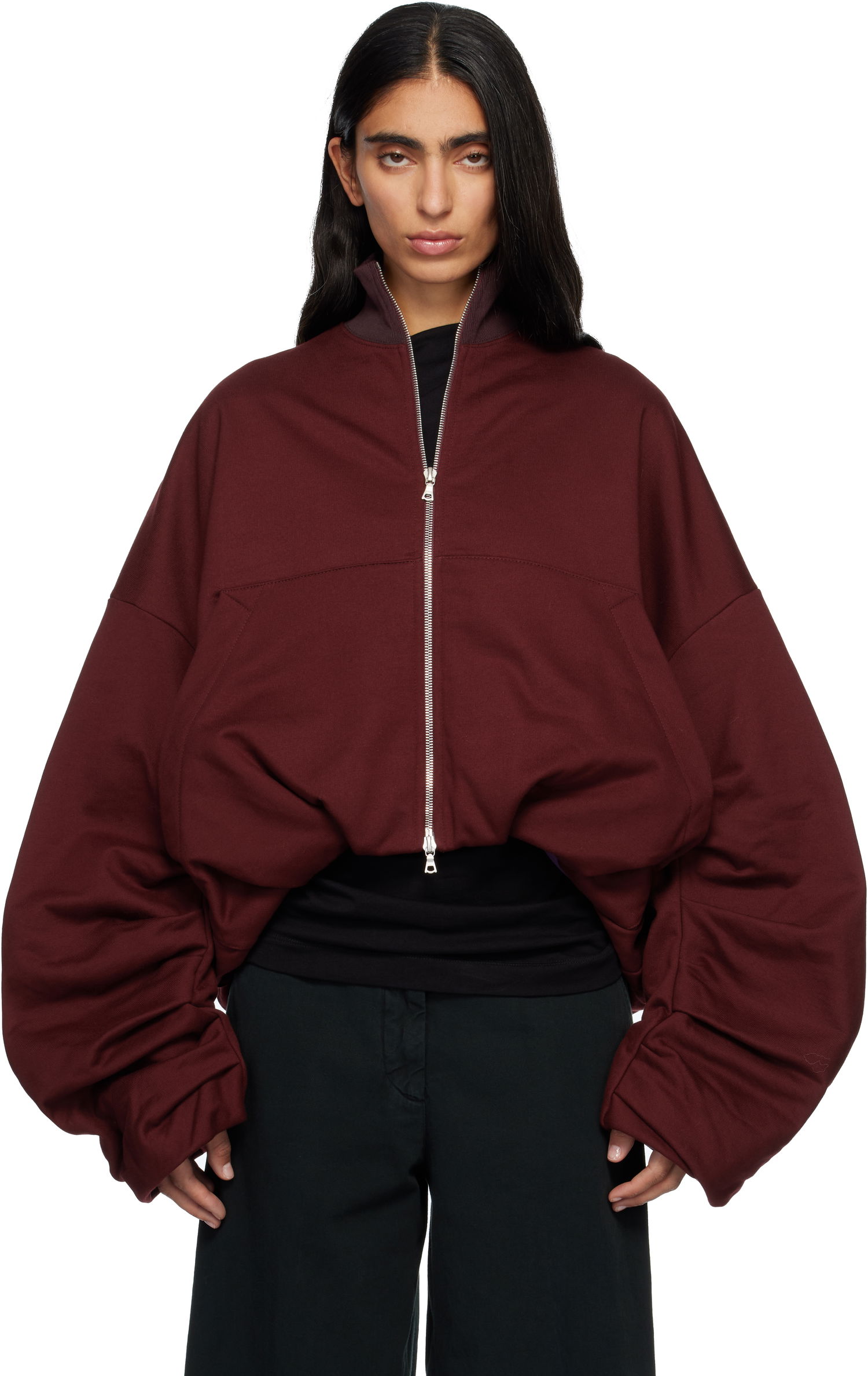 Bunda Dries Van Noten Dries Van Noten Draped Jersey Track Jacket Vínová | 252-011129-2611, 0